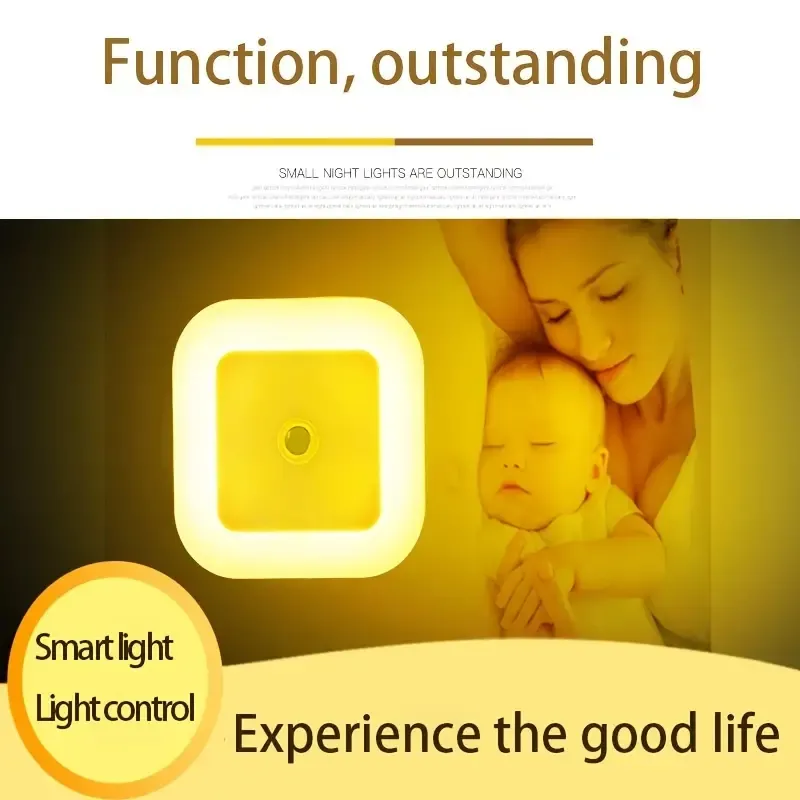 6pcs LED Night Light Plug-in Smart Dusk To Dawn Sensor, Night Lights For Bedroom Bathroom Toilet Stairs Kitchen Hallway, Compact Nightlight Warm White