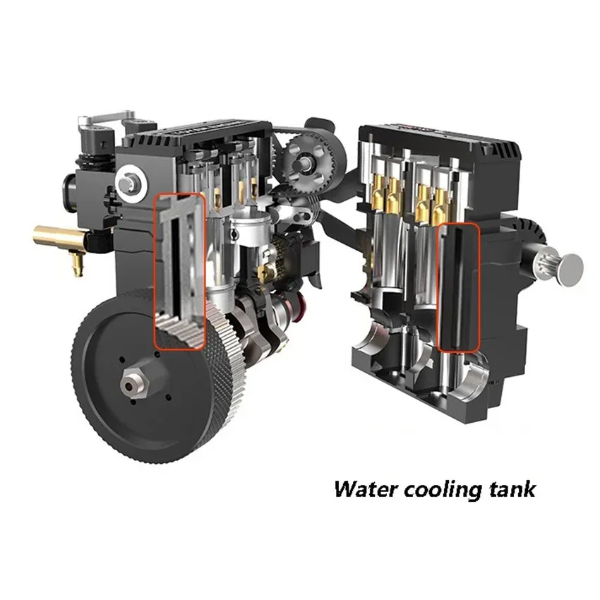 BuildCubes Kit Moteur Diesel Horizontal 16cc – 4 Temps Refroidi Par Eau – Maquette Fonctionnelle RTR