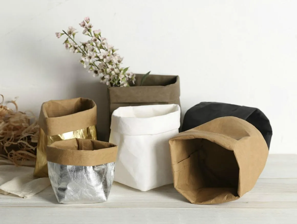 Kraft Paper Bags Plant Stand Washable Flower Planter Succulent Pot Indoor Plants Holder Home Kitchen Basket Paper Bags6296221
