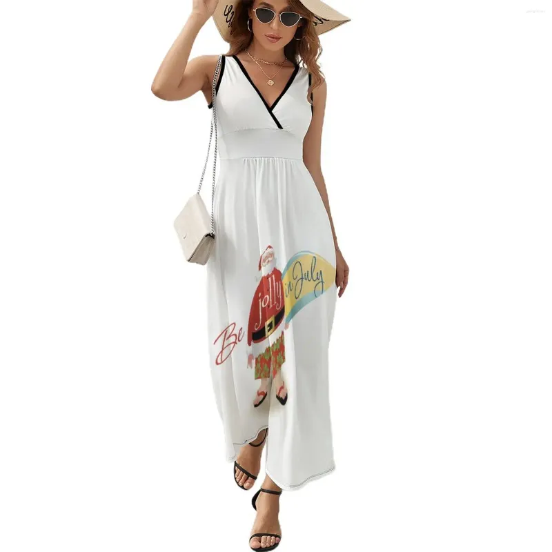 Casual Dresses Christmas July July Santa in Beach Pattern Dress Korean Fashion Boho Long Woman Club Design Maxi Gift Idea