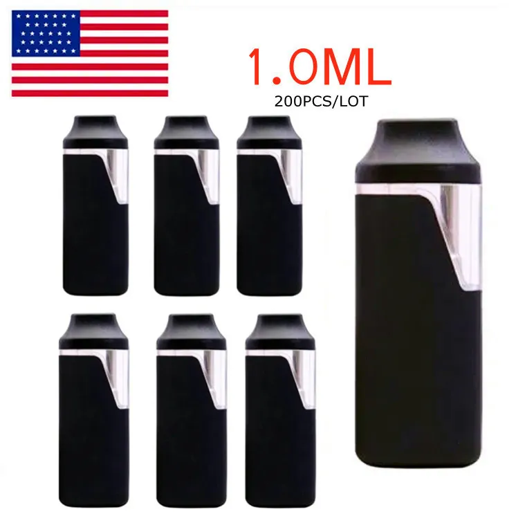 1ml Disposable Vape Pen E-cigarette Vaporizers Empty Pods Carts Thick Oil Carts Pens Rechargeable 280mah Battery Ceramic Coil Snap Tops USA STOCK 200PCS/lot OEM Lgo