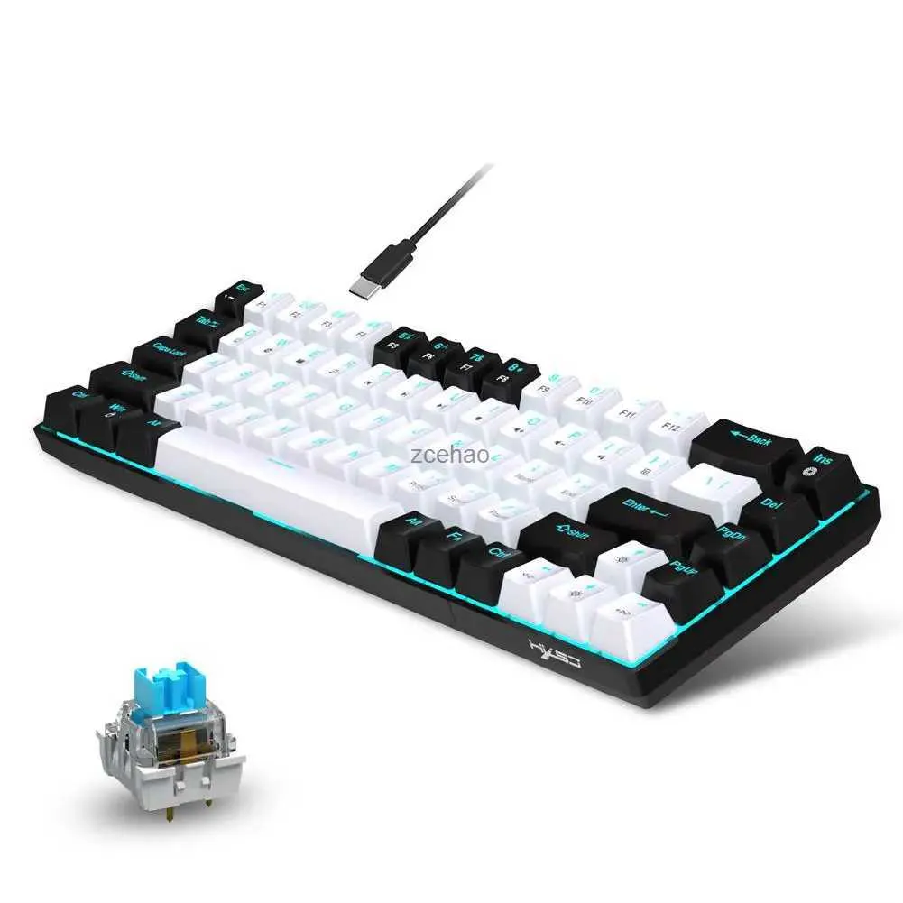 Tastaturen V800 Mechanische Gaming-Tastatur LED-Hintergrundbeleuchtung Kompakte 68-Tasten-Mini-Bürotastatur mit Kabel für Laptop-PC GamerL240105