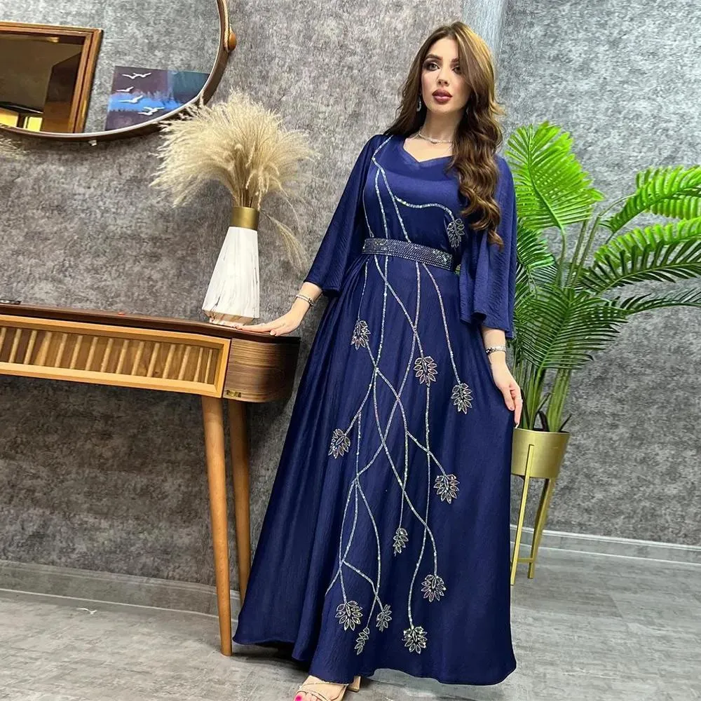 Dresses Elegant Moroccan Kaftan Formal Evening Dresses blue Lace Appliques A Line Arabic Muslim Sage Special Occasion Dresses Floor Length