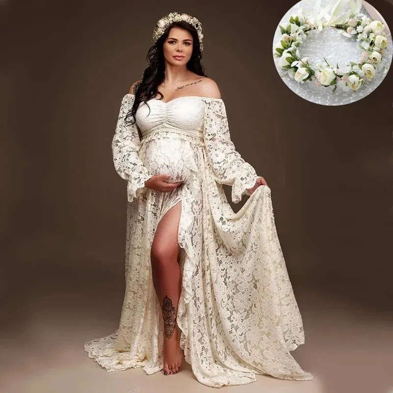chinese dress ladies ZIUMUDY Women's Strapless See Through Lace Maternity Photography Gown Split  Front Tube Dress (Small, Apricot) at Amazon Women's Clothing store