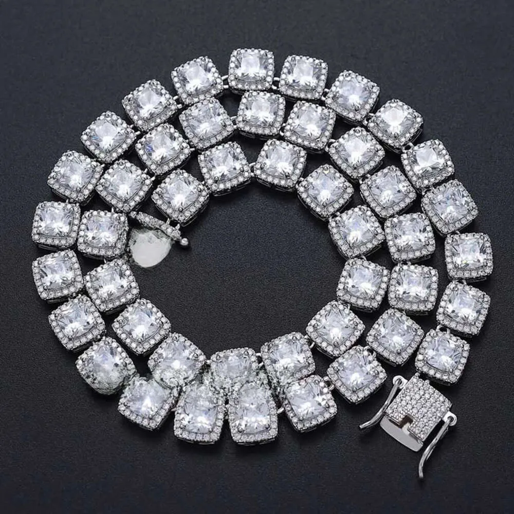 Nuovi uomini hip-hop europei e americani di alta qualità Iced Out Diamond 10mm Square CZ Diamanti Collana Hip Hop Bling Catena Eternity