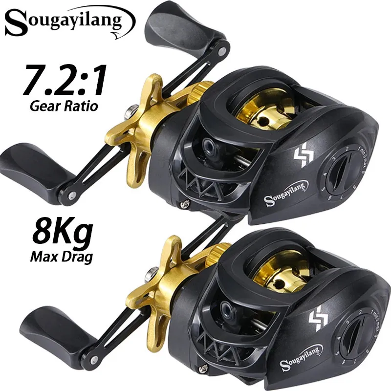 Sougayilang Fishing Reel 72 1 High Speed Gear Ratio Max Drag 8Kg Baitcasting for Carp Bass Baitcaster Pesca 240108