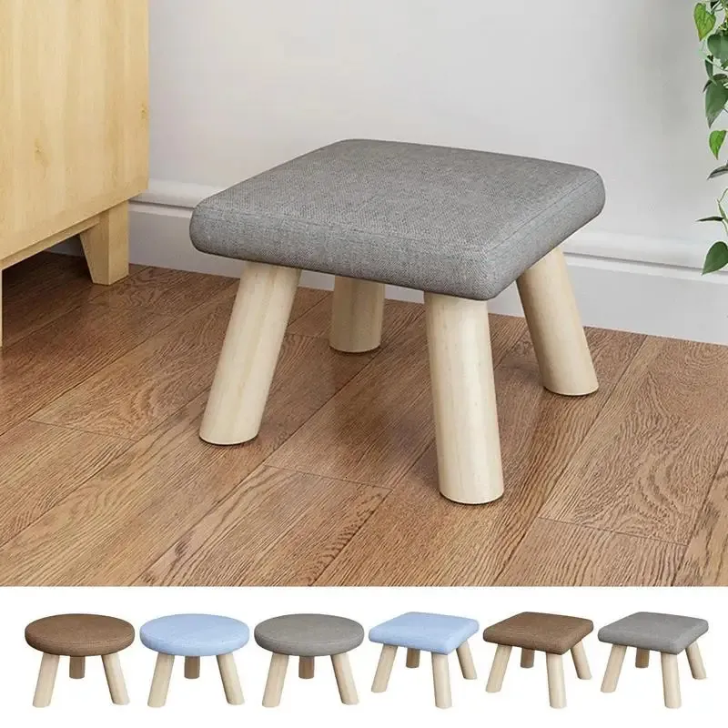 Small Wooden Stool quadrate Footrest Seat With NonSlip Pad Square For High Beds Living Room Hallway Sofa Tea Stools 240109