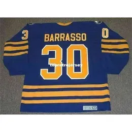 New Jerseys Mens Tom Barrasso 1985 Ccm Vintage Away Retro Hockey Jersey Vintage Long Sleeves