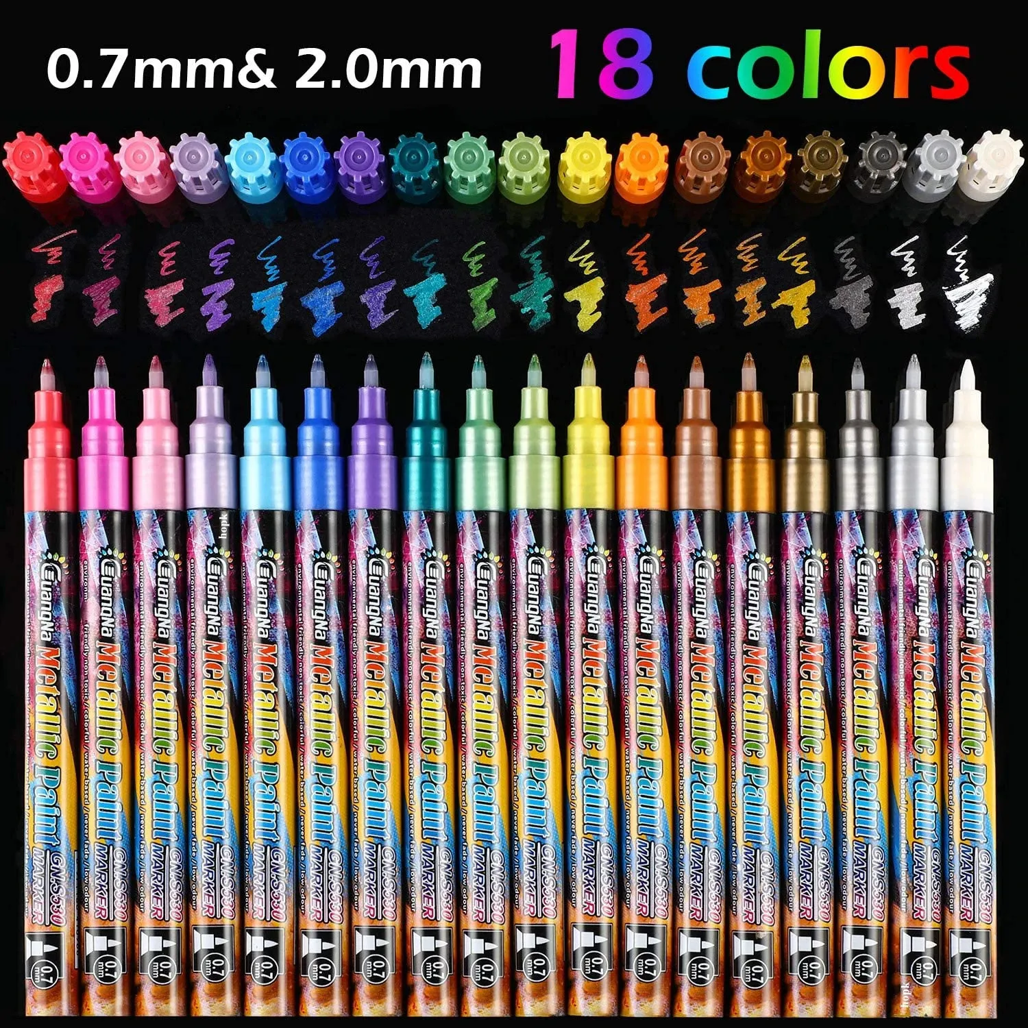 12 Metallic Acrylic Paint Pens Extra-fine Tip For Rock Painting, Kids Craft, Family Painting, Kids Activities, Wood Art, Glass Art