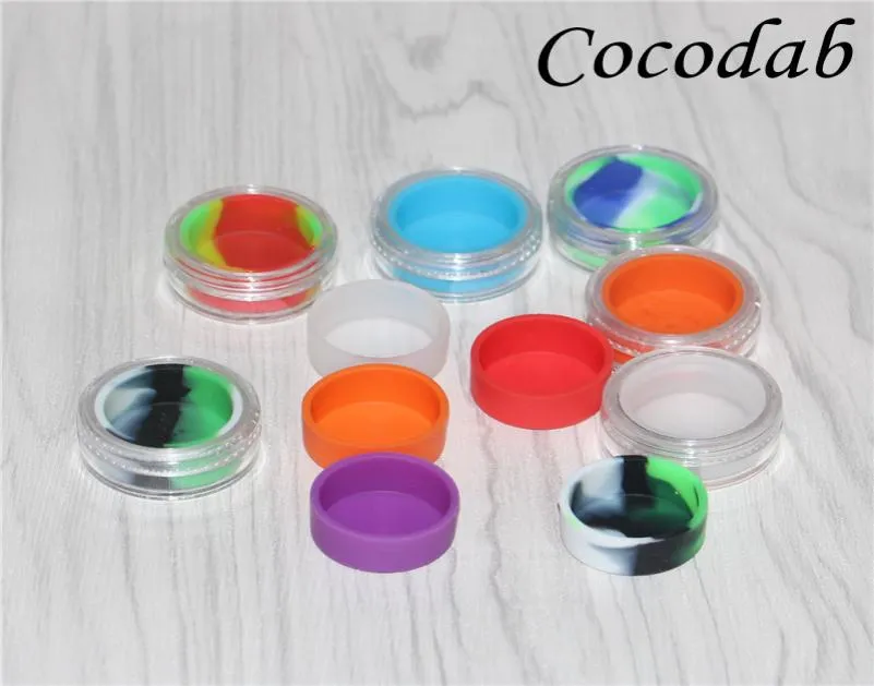 plusieurs couleurs 5 ml de conteneurs de concentré de cire acrylique transparent récipient en plastique avec stockage de tampons en silicone antiadhésif intérieur en silicone ja3743359