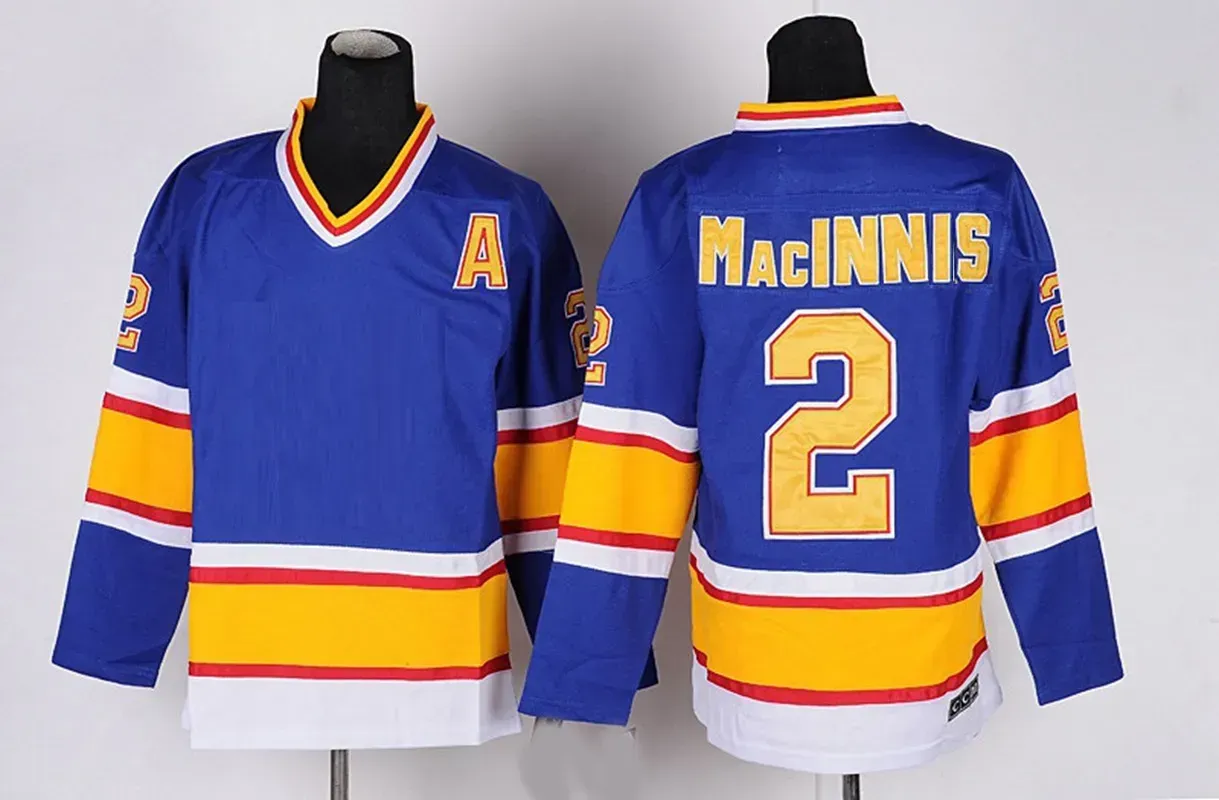 Mens 1996 Vintage #2 Al Macinnis Hockey Jerseys Blue Stitched Shirts 2002 Nation Team Red Black A Patch M-XXXL