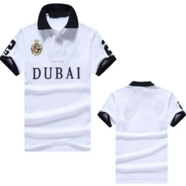 Europa e américa dubai camisa polo de manga curta masculina camiseta cidade versão 100% algodão bordado masculino S-5XL