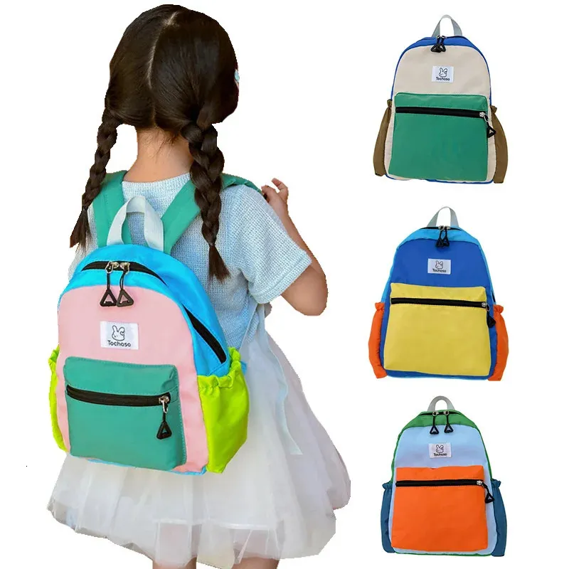 女の子のための子供の学校のバッグ韓国の赤ちゃん幼稚園バックパックキャンバスカラフルなトラベルキッズバッグ生徒240108