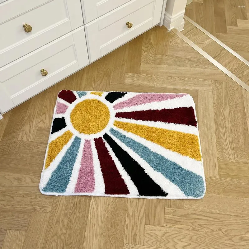 Carpets Colorful Sun Handmade Tufted Rug Kid Living Room Bedroom Bedside Thickened Floor Mat Game Carpet Soft Doormat Entrance Foot Pad