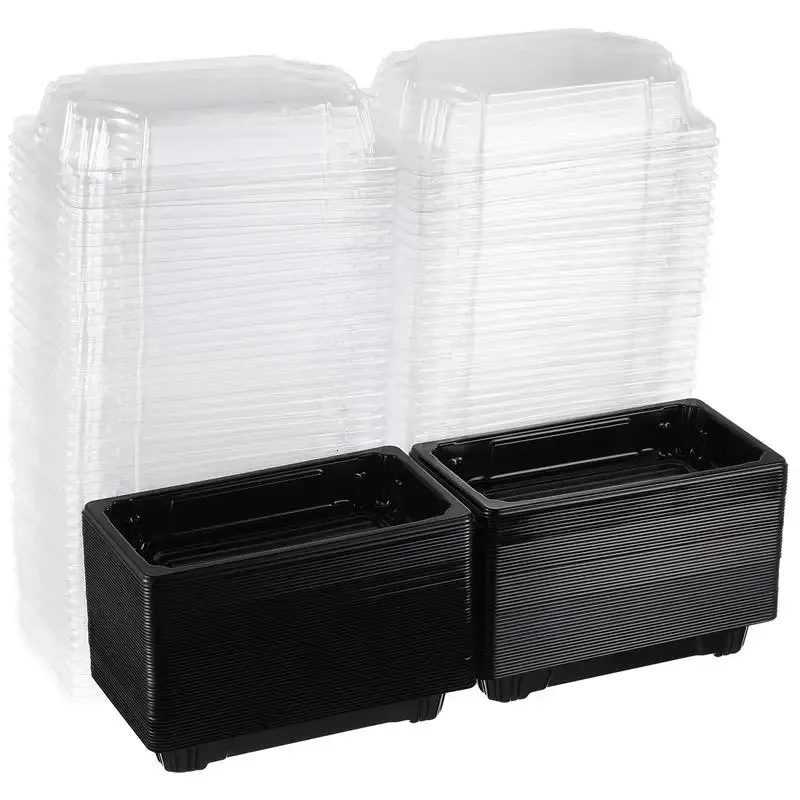 50 PCS Food Containers Lids Disposable Cake Box Sushi Serving Tray Take Out Boxes Meal Prep Japanese 240108