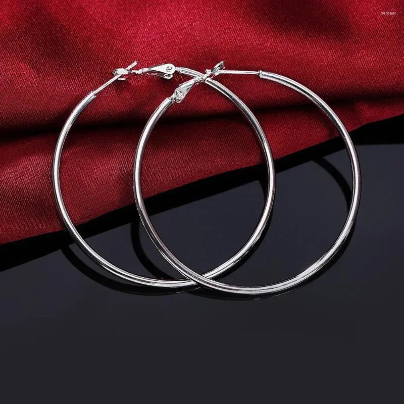 Hoop Earrings Diameter 5-8cm Wholesale 925 Sterling Silver For Women Lady Girl High Quality Fashion Classic Jewelry LE010