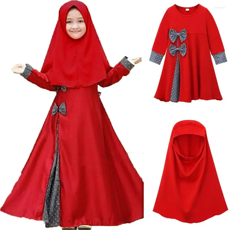 Etniska kläder ramadan abaya muslimska barn flickor hijab lång maxi klänning set kalkon arab kaftan eid party klänning islam khimar dubai jalabiya