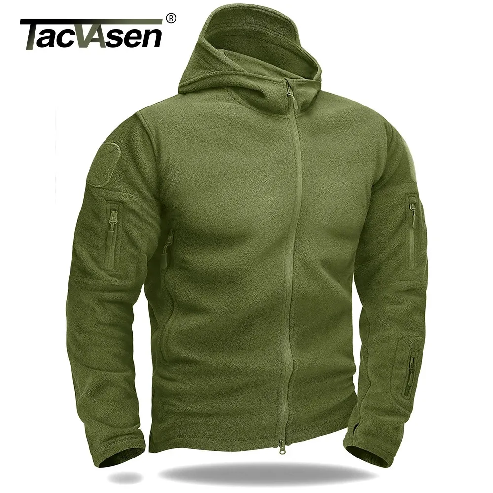 TACVASEN chaud polaire veste tactique hommes armée vestes coupe-vent travail en plein air randonnée manteau à capuche fermeture éclair poche vêtements d'extérieur 240108