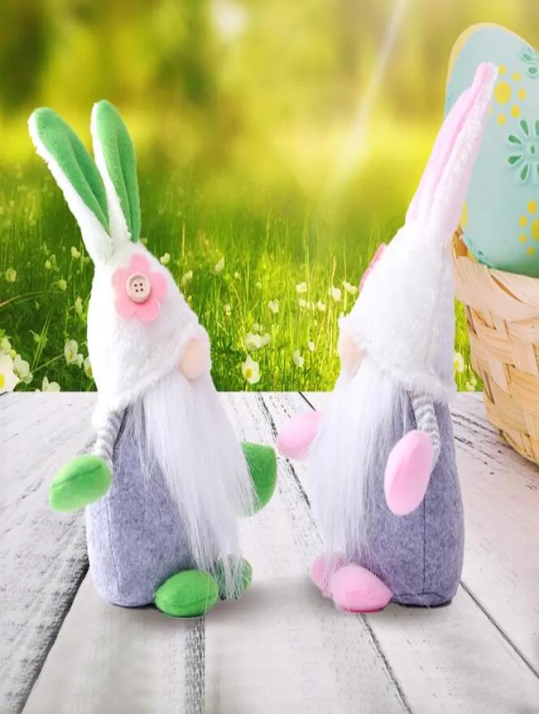 Coniglietto pasquale rRabbit Gnomo Coniglietto senza volto Bambola nana Pasqua Peluche Coniglio Nano Festa Decorazione della tavola Accessori per la casa8609816