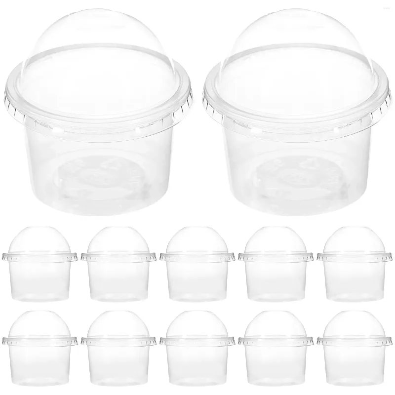 Disposable Cups Straws 100 Pcs Plastic Food Containers Transparent With Lid Dessert Pudding For Store Ice Cream Bowl Cold Soup Cake