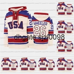 SjSj98 USA Hockey Team Lace-Up Relate Hoodie Jersey Custom 9 Trevor Zegras 26 Blake Wheeler 18 Jack Drury 43 Colin Blackwell 11 Brian Boyle 12 Alex