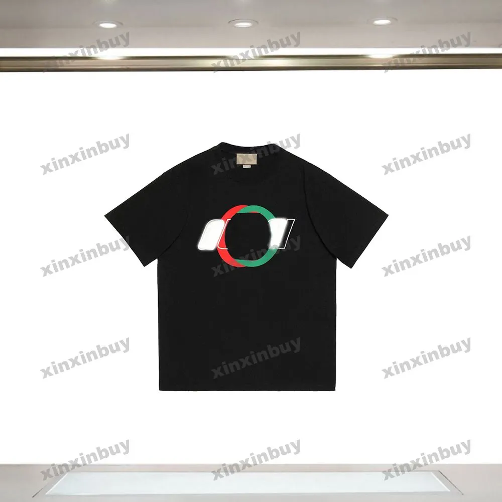 xinxinbuy 2024 Men designer tee t shirt dubbel bokstav trycker kvinnor svart vit röd blå xs-2xl