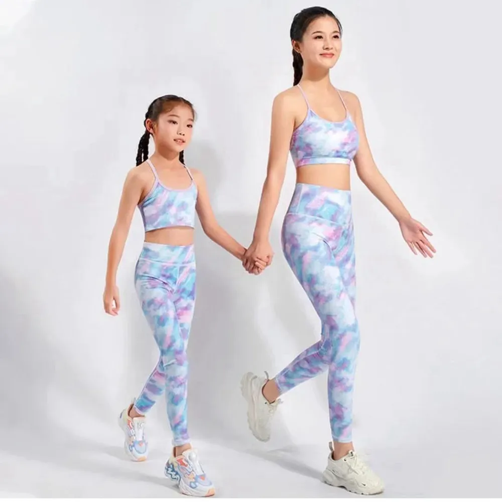 LU-1887 Ouder-kind yogakleding moeder-dochter set Lente zomer meisjes sneldrogend sportvest blote gevoel sport jarretel basiskleding