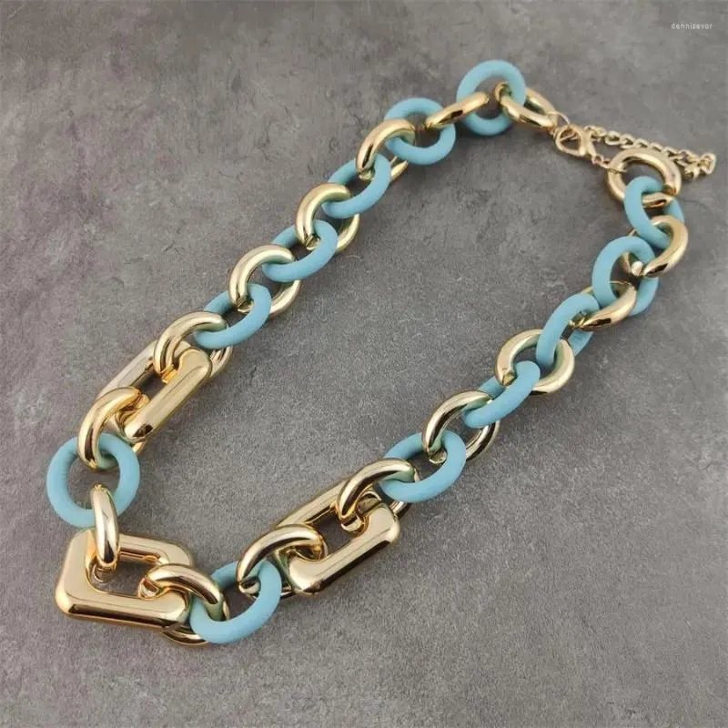 Bracelets de charme Bracelet de chaîne en résine acrylique doré pour femmes bohème en plastique givré colliers ras du cou collier bijoux cadeau