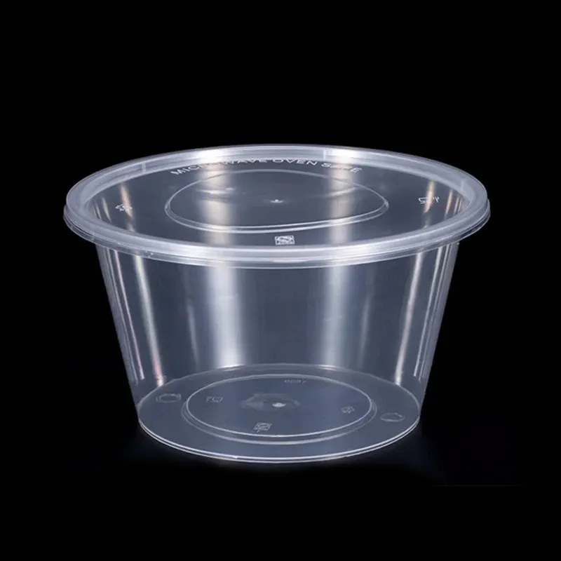 3 -pcs jednorazowe pudełko na lunch z plastikową pokrywką okrągłe zupa sałatka owoc