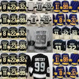 8 Drew Doughty Jersey 11 Anze Kopitar 32 Jonathan Quick 22 Kevin Fiala 23 Dustin Brown 99 Wayne Gretzky White Black Purple Hockey Jerseys St