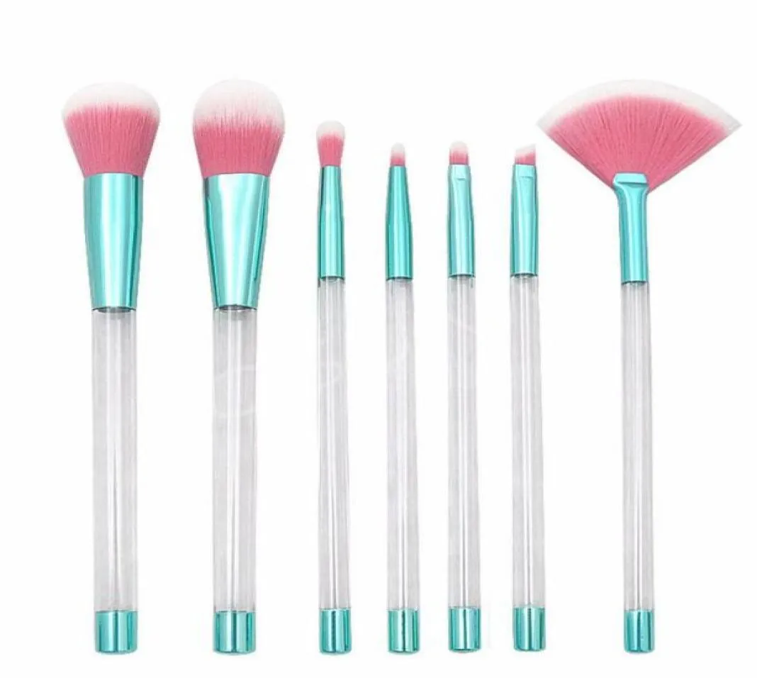 7pcs Makeup Brush Set Diamond Pro Highlighter Brushes Concealer Make Up Brush Crystal Kwasten Set with empty handle can be refille4477189