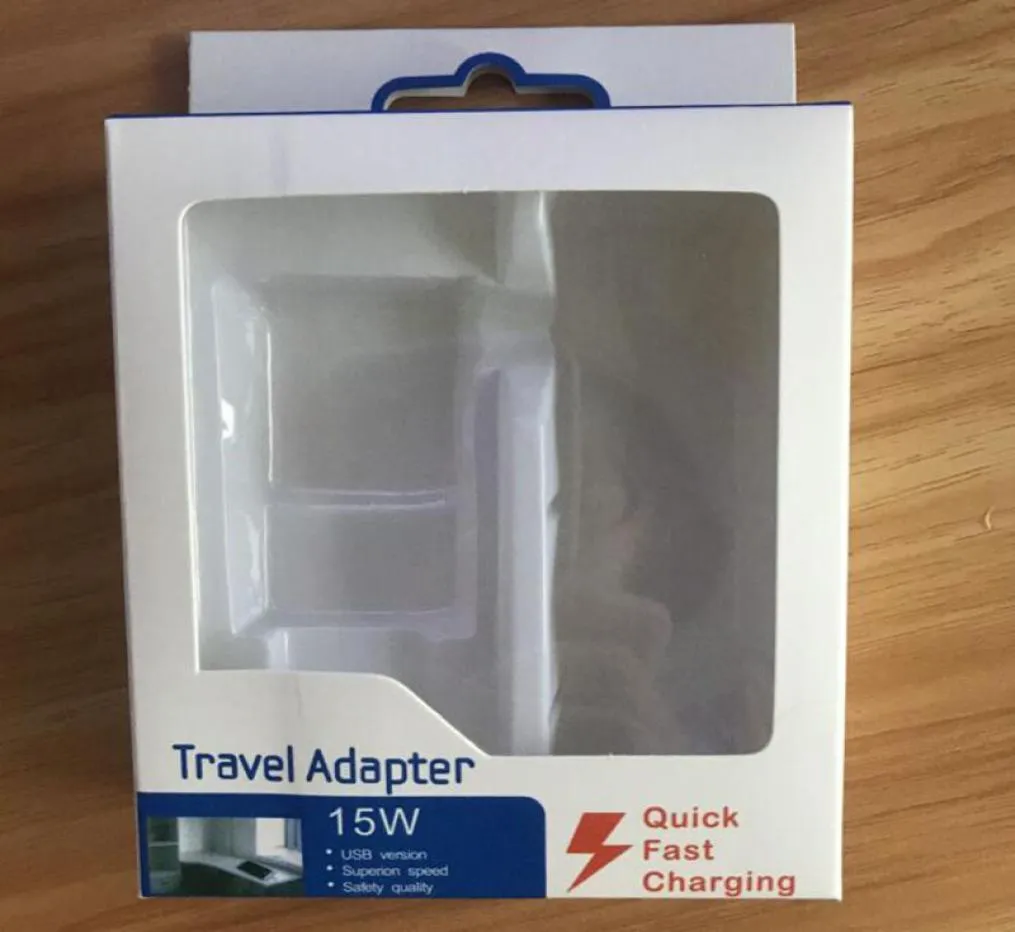 شاحن السفر الأبيض 15 واط وصندوق التغليف الكابلات صندوق طباعة التجزئة لمجموعة USB Wall Charger Kit لـ Samsung S89065254