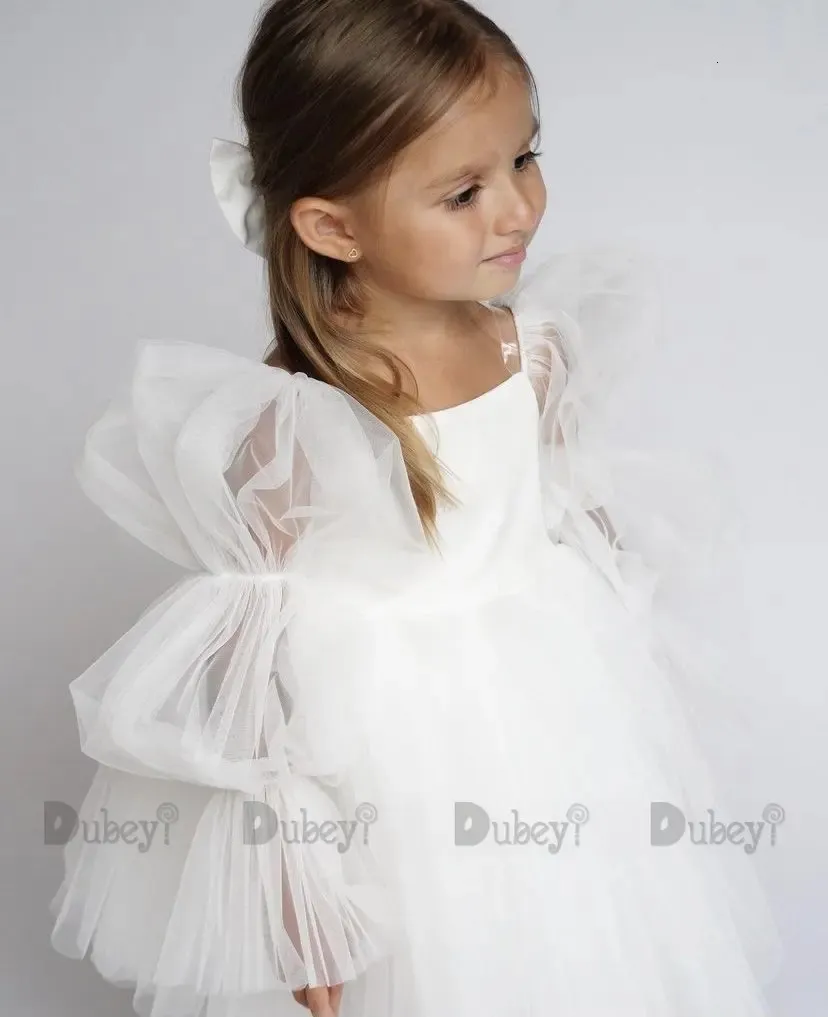 Born Baby Girls Robe d'anniversaire pour les tout-petits Robe de fête de mariage blanche Cérémonie de baptême Robe pour 3Y Infantil Vêtements Enfants 240108