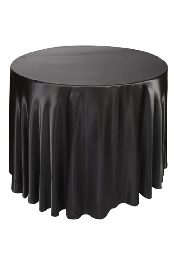 275 cm Round Satin Tracloth Table Cover för bröllopsfest bordduk Restaurang Bankettdekorationer2612678