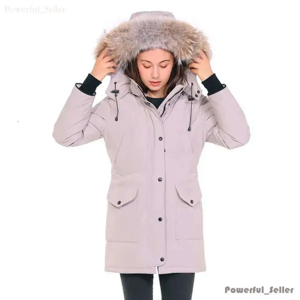 Cappotto invernale da donna canadese Parka in pelliccia calda e spessa Piumino con cappuccio rimovibile Cappotto sottile da donna Cappotto Doudoune di alta qualità Piumino lungo da donna 7324