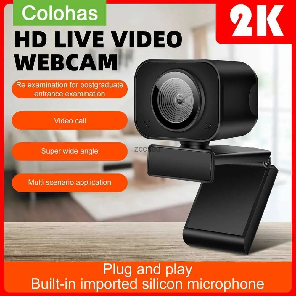 Webcams Mini Câmera Web Full HD USB Webcam 2K Autofoco com Microfone Web Cam PC Computador Mac Laptop Streaming YouTube WebcameraL240105