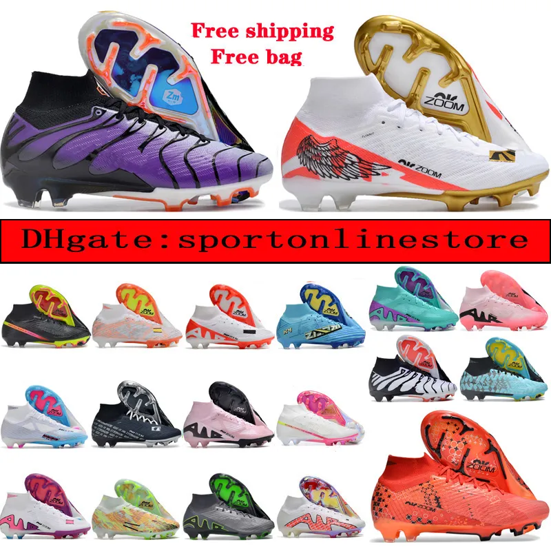 Send Bag Quality Football Boots Zoom Superflys 9 Elite FG ACC Socks Soccer Cleats Mens Firm Ground Mbappe Ronaldo Trainers Comfortable Football Shoes scarpe calcio