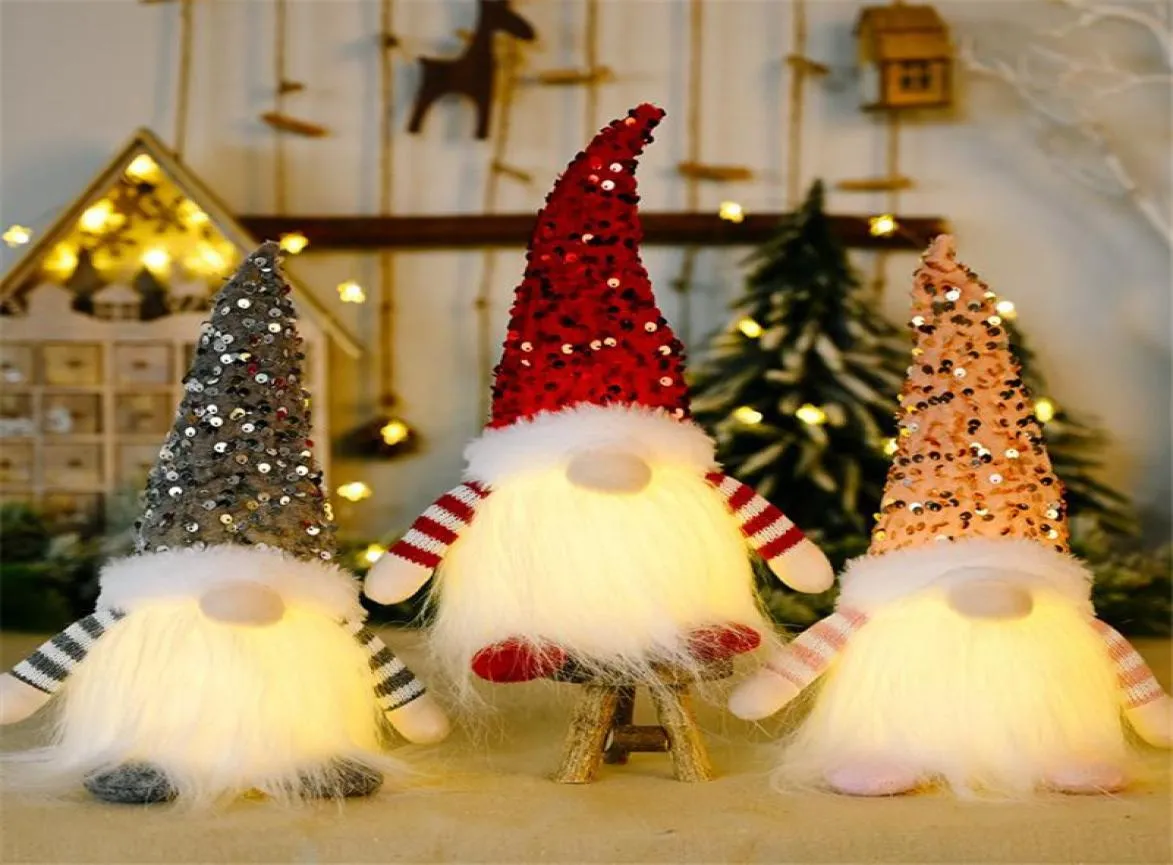 Noël Gnome en peluche jouets lumineux maison décoration de noël nouvel an Bling jouet cadeaux de noël enfants père noël bonhomme de neige ornement DD6581506850