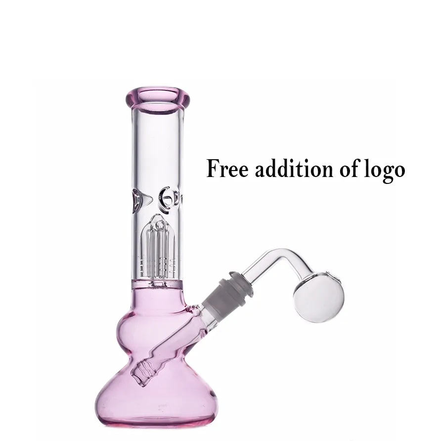 10 pouces bécher en verre rose Bong bras arbre percolateur Bongs conduites d'eau joint d'éléphant 14mm joint avec grand bol tuyau de brûleur à mazout en verre Dhl gratuit prix le moins cher