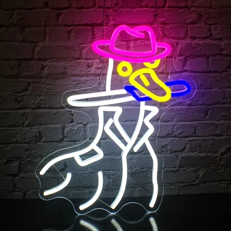 1pc Assassin Duck-neonbord, voor wanddecoratie, CLUB-feestneonlicht, winkel thuis slaapkamer grot sfeer LED-neonlicht, muurhangende lichtverjaardagscadeaulampen