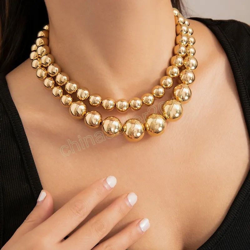 Collier ras du cou en perles CCB pour femmes, grande chaîne de perles tendance, accessoires de cou, bijoux à la mode, 2024