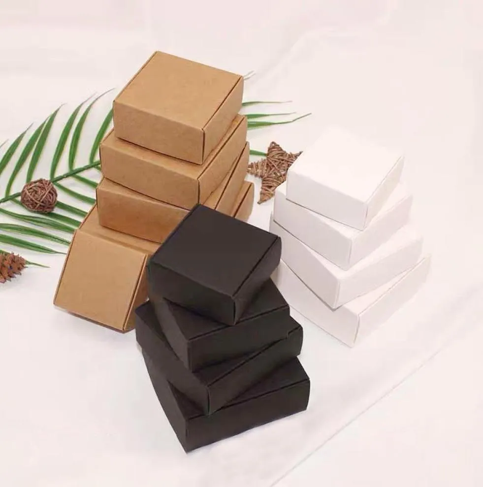 Cadeau cadeau 10pcs vendre bricolage kraft boîtes blancbrownnoir papier petite boîte à savon carton mini bijoux emballage carton1010103