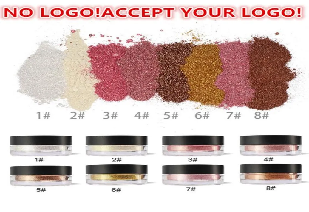 Inget märke 8Color High Pigment Highlighters Face Shimmer Loose Bronzers Powder Acceptera din LOGO9316490