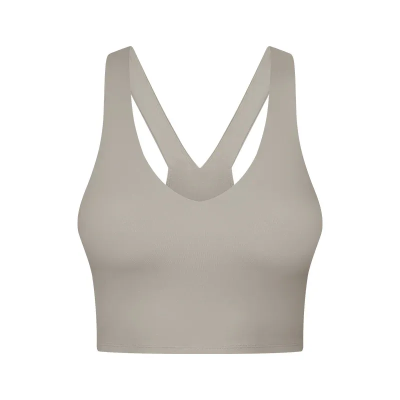 Lu Lu lemens Tenue Yoga Profond Col V Sport Soutien-Gorge Coussinets Femmes Respirant Fitness Réservoir Push Up Entraînement Haut Court Doux Gym Gilet Grande Taille Sous-Vêtements