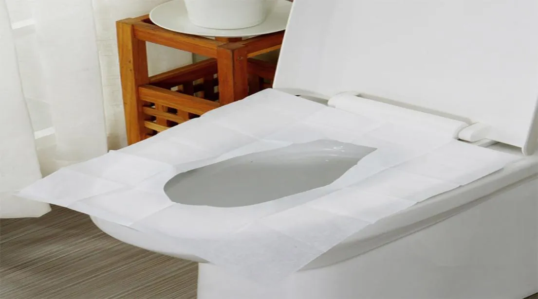 10 pièces, housses de siège de toilette en papier jetables, protègent les germes des toilettes publiques, couverture antibactérienne pour salle de bain de voyage JK2007XB2674154