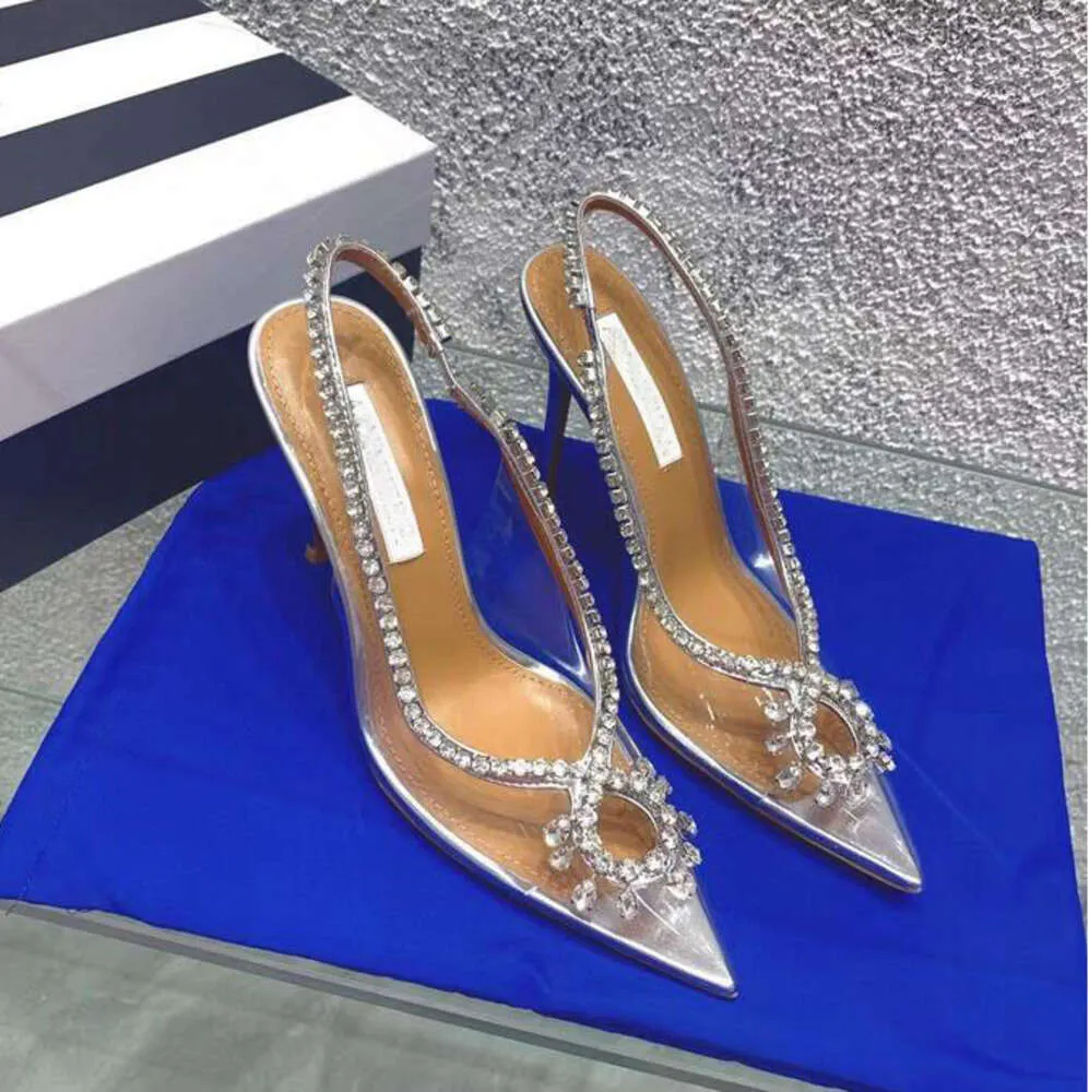 Luxury Designer Dress Pump Brands Gatsby Sling Sandals Shoes For Women Slingback Pumps Crystal Swirls PVC Toecaps Pointed Toe Lady Slingback High Heels 6652ESS