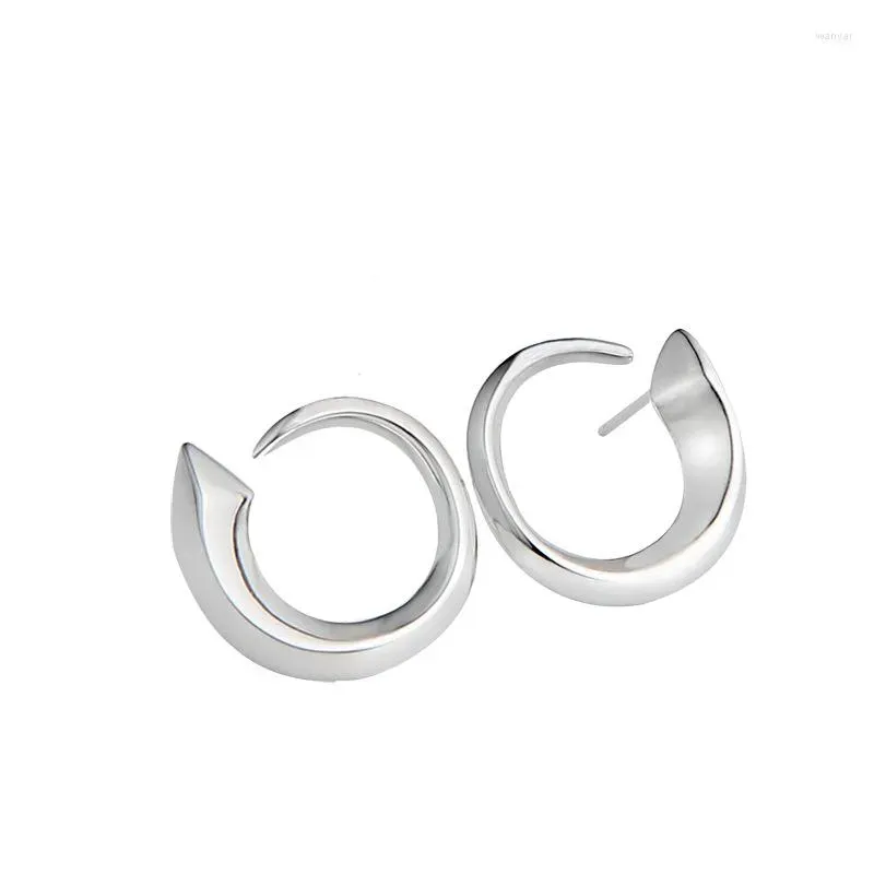 Studörhängen Autumn and Winter Women's Pure Silver Ear Nails Platinum Ring Geometric Earhook Personality Fashion Jewelry Par Gift