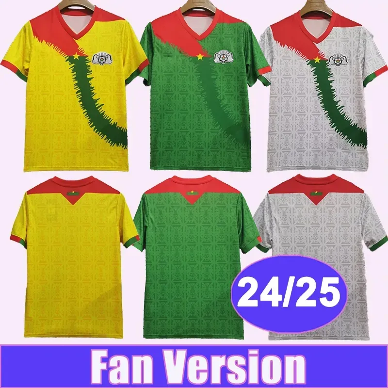 24 25 Burkina Faso National Drużyna Koszulki piłkarskie Traore Aziz Ki Tapsoba dom i białe żółte zielone koszule piłkarskie mundury krótkie rękawy 2024/2025