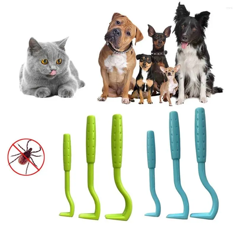 Abbigliamento per cani 3 pezzi Kit gancio per rimozione pulci per animali domestici Forniture per toelettatura gatti per zecche in plastica Estrattore per morsetto per acari