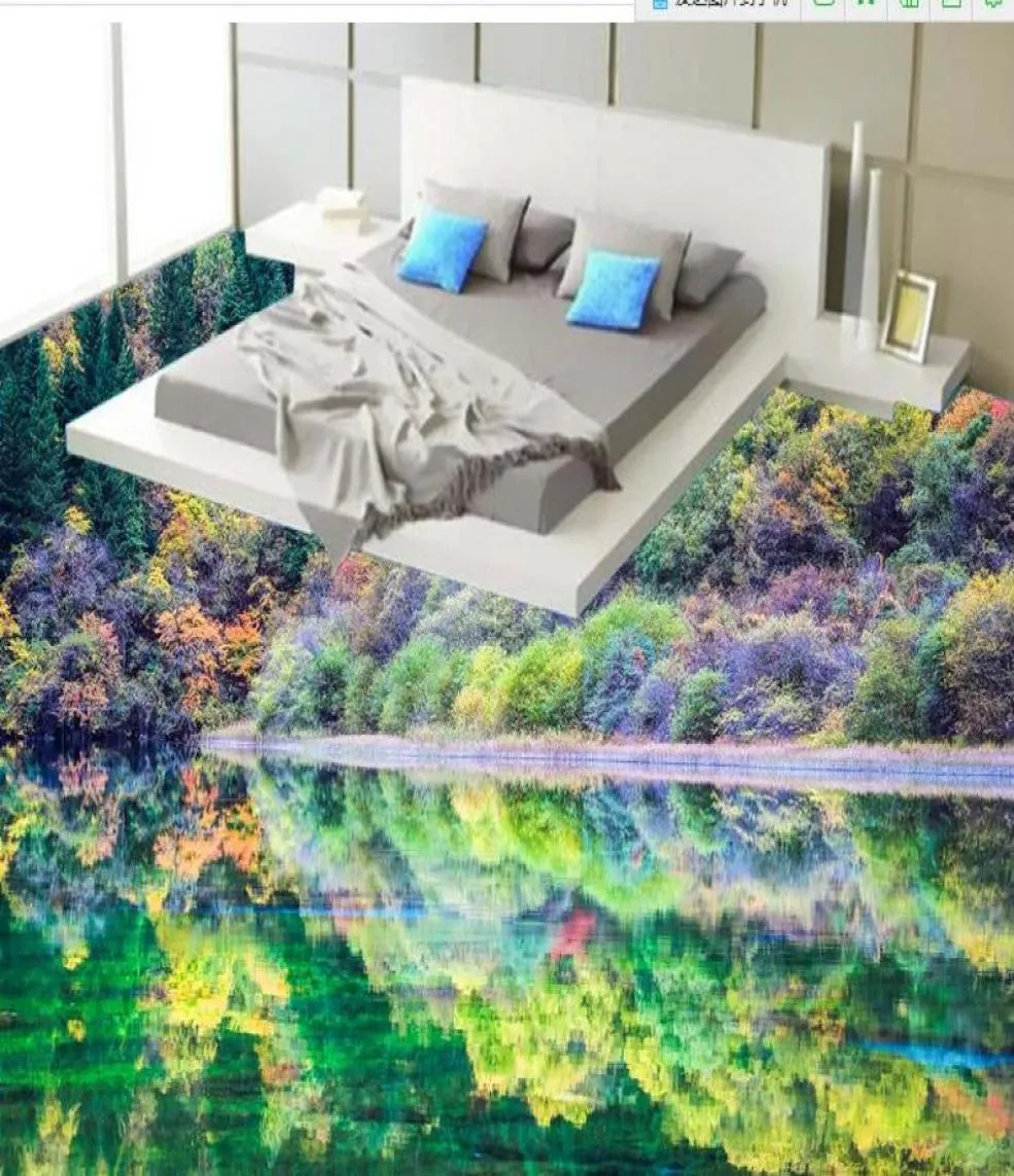 PVC Flooring Jiuzhaigou Landscape Painting 3D Floor Painting 7769495